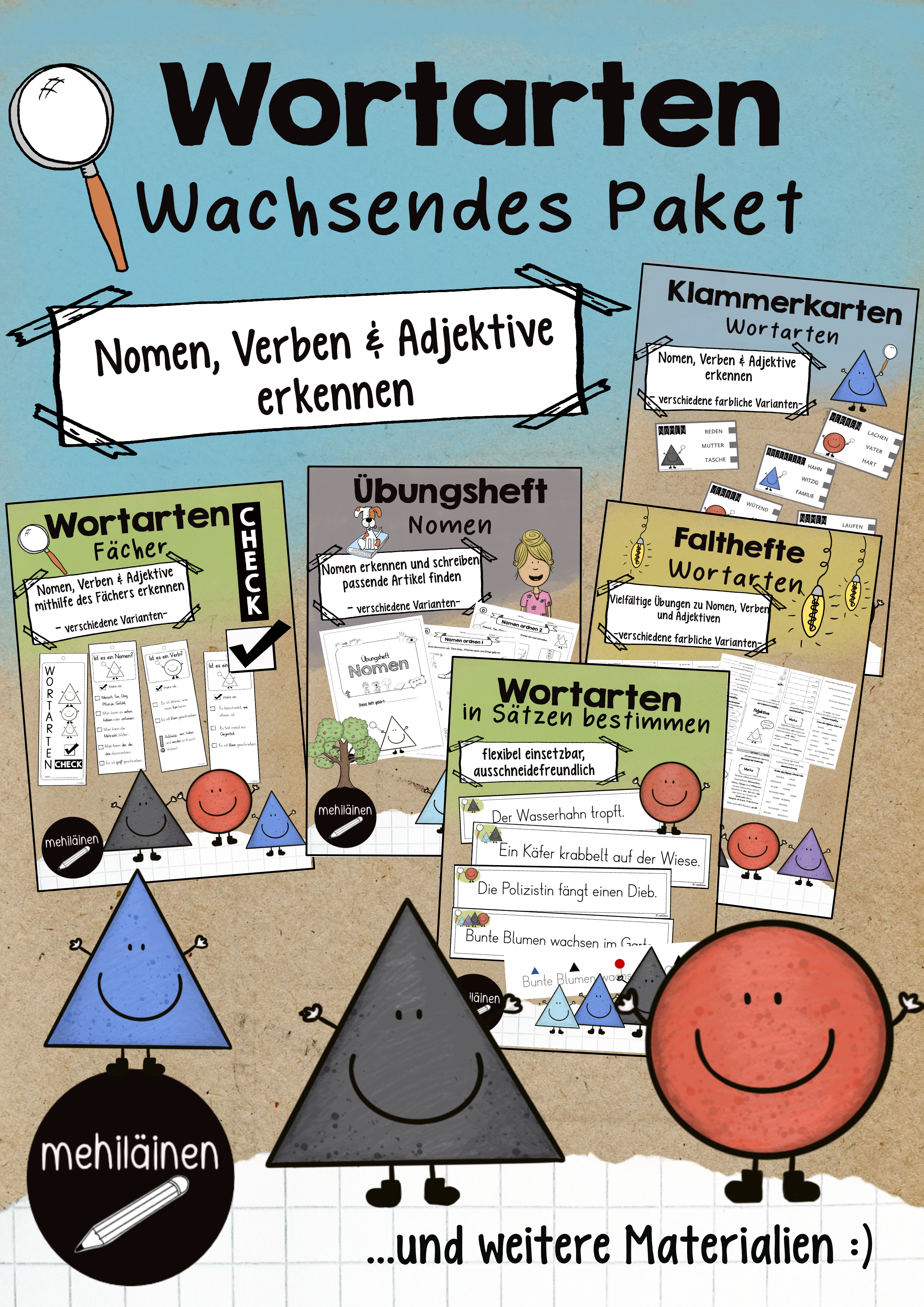 Wachsendes Paket Wortarten